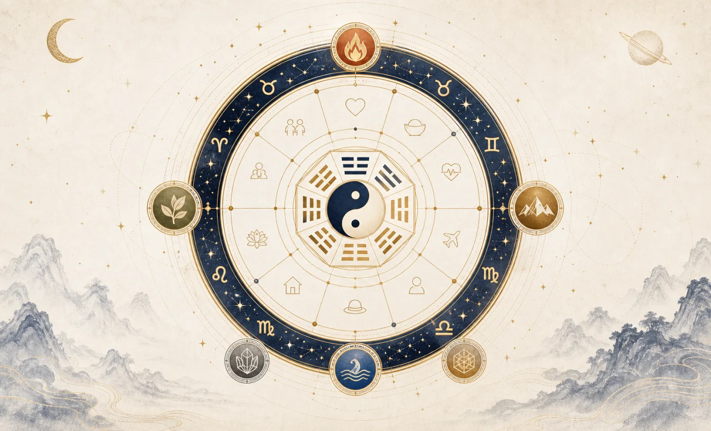 FateRune aggregation engine combining birth chart, Zi Wei Dou Shu, BaZi, and Five Elements into one report